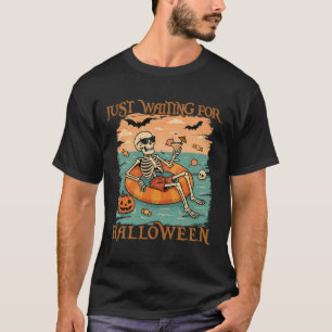 T-shirt Drôle Été Squelette Flottant Dans La Coupe De Flam