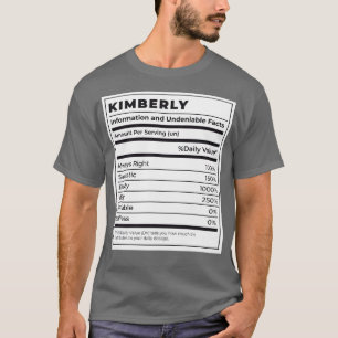 T-shirt Drôle Étiquette alimentaire Ingrédients féminins K