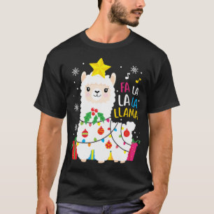 T-shirt Drôle Fa Llama Noël Arbre de Noël Ornament Décor C