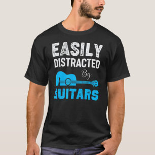 T-shirt Drôle facilement distrait par guitares Amoureux de