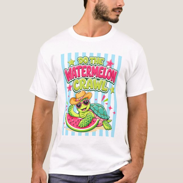T-shirt Drôle Fais La Tortue Rayée De Pastèque Été (Devant)