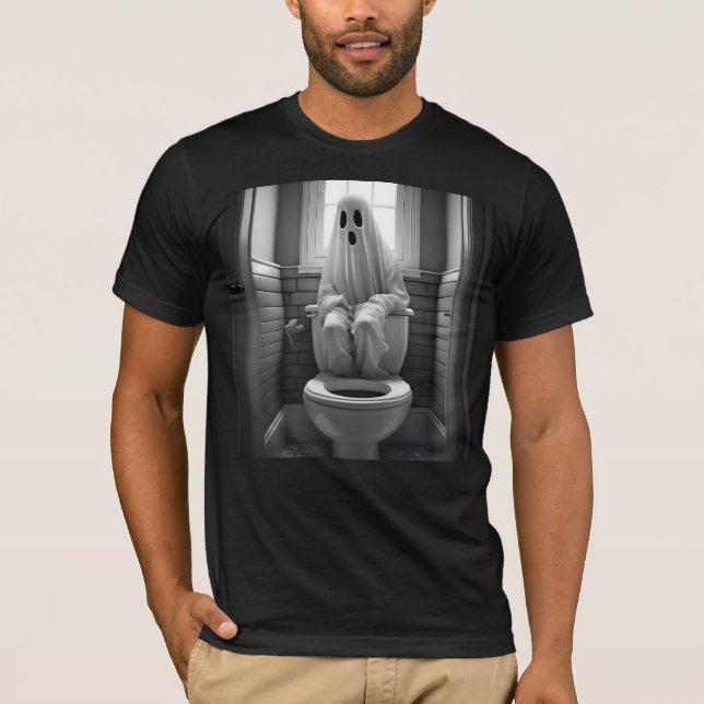 T-shirt Drôle fantôme assis dans les toilettes (Devant)