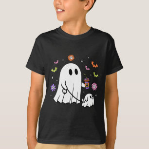 T-shirt Drôle Fantôme Marche Chien Éffrayant Fantôme Hallo