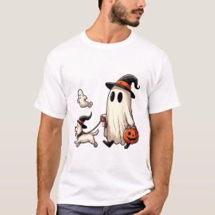 T-shirt Drôle Fantôme Marcher Chien Saison Éffrayante Hall