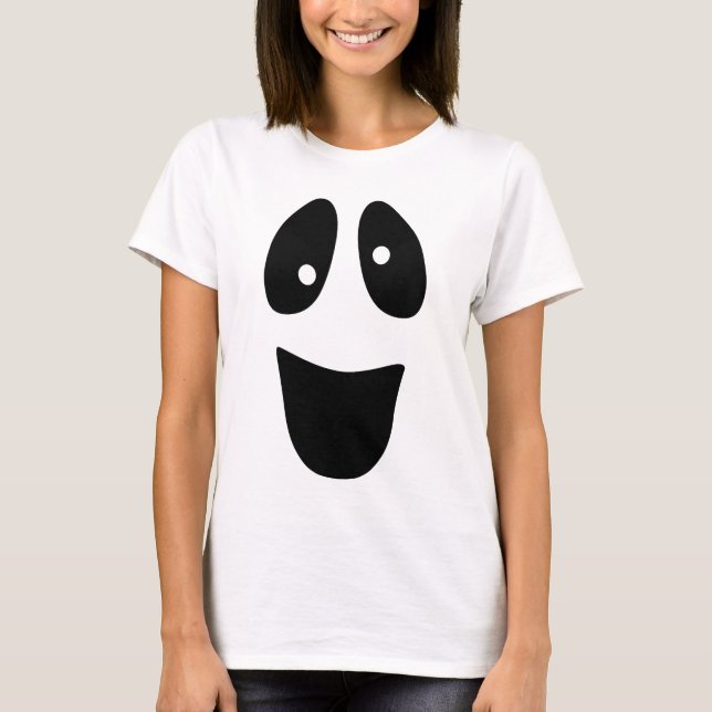T-shirt Drôle Fantôme Visage mignonne Halloween (Devant)
