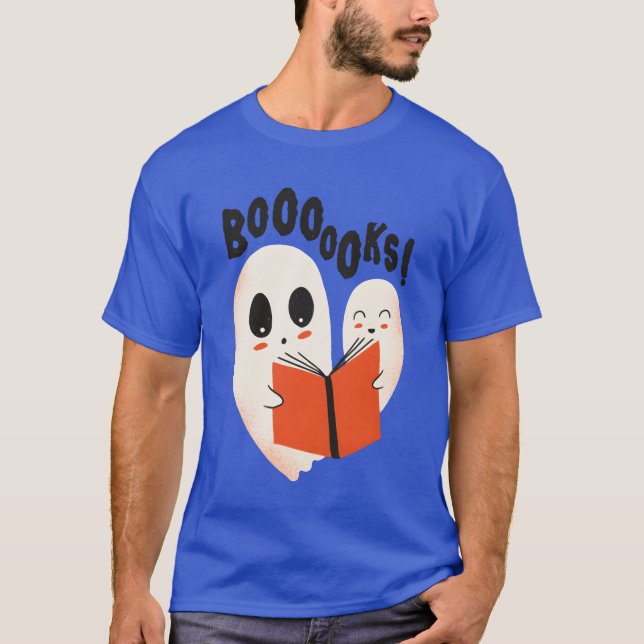 T-shirt Drôle fantômes lecture livres Boooo devient livre  (Devant)