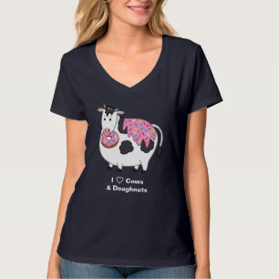 T-shirt Drôle Fat Holstein Vache qui mange Sprinknut Dough