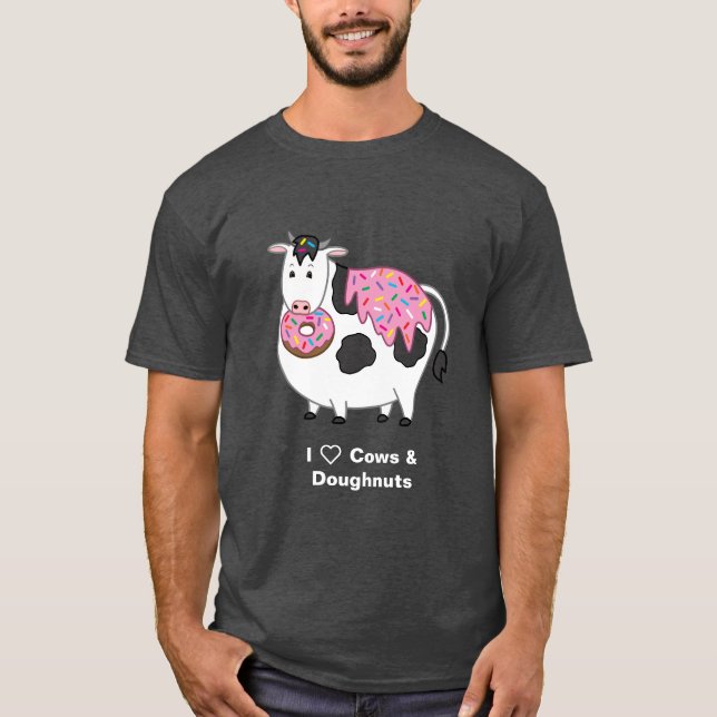 T-shirt Drôle Fat Holstein Vache qui mange Sprinknut Dough (Devant)
