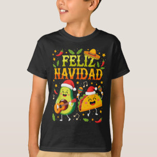 T-shirt Drôle Feliz Navidad Avocat Tacos Noël Mexicain