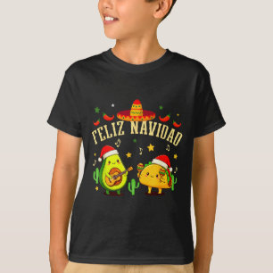 T-shirt Drôle Feliz Navidad Avocat Tacos Noël Mexicain