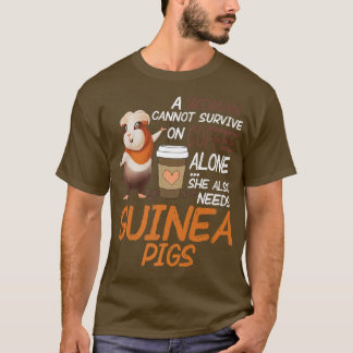 T-shirt Drôle Femmes Guinée Cochons Café Lover Cadeau Caff