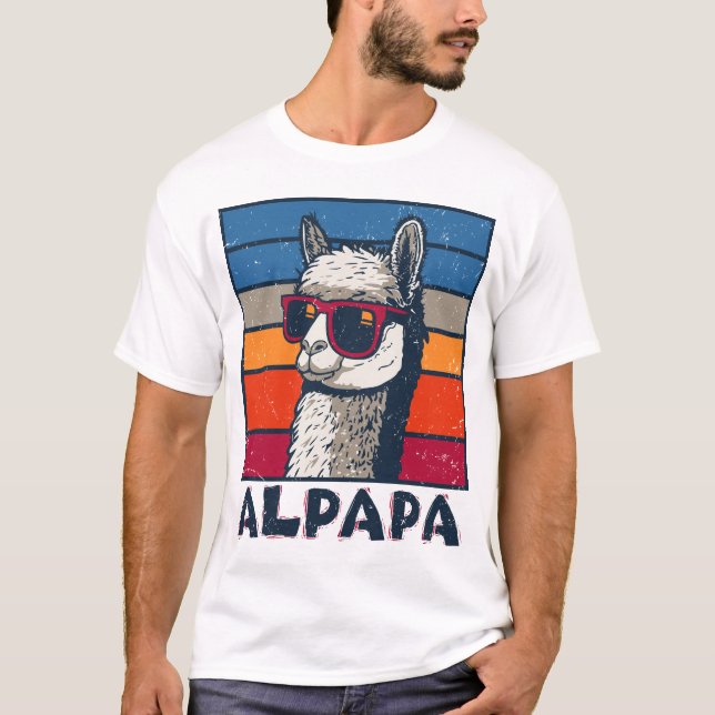 T-shirt Drôle Fête des pères Alpapa Llama Alpaca Papa Cade (Devant)