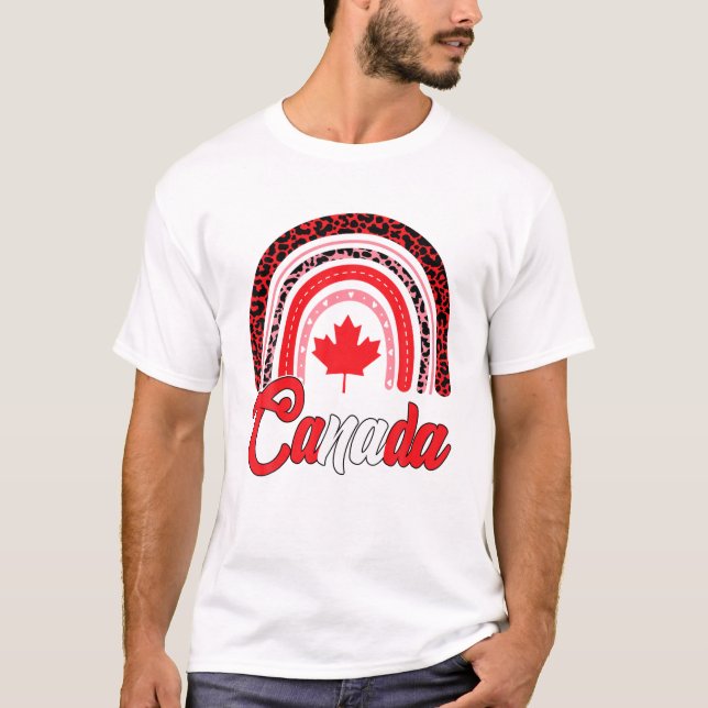 T-shirt Drôle Feuille d'érable Arc-en-ciel Canada Drapeau  (Devant)