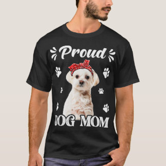 T-shirt Drôle Fier Maltais Chien Maman Chien Chien Fête de