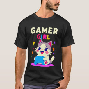 T-shirt Drôle Fille Joueuse Chat Chaton Jeu Vidéo Fan de J