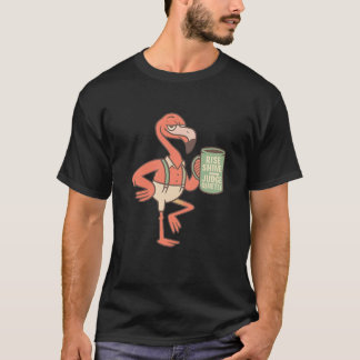 T-shirt Drôle Flamant rose Coffre de café Art