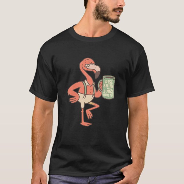 T-shirt Drôle Flamant rose Coffre de café Art (Devant)