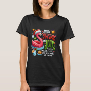 T-shirt Drôle Flamant rose de Noël d'été Joyeux Noël en