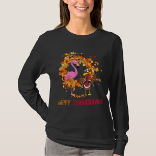 T-shirt Drôle Flamant rose de Thanksgiving avec Turquie m