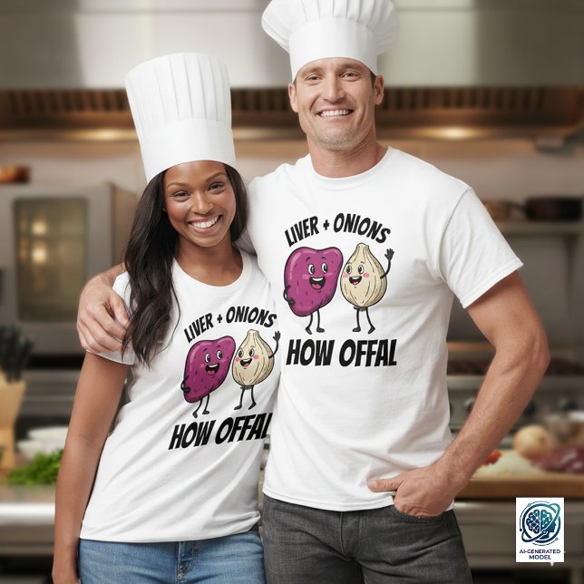 T-shirt Drôle Foie + Oignons Comment Abats Blagues Aliment (Funny Liver and Onions How Offal Shirt Cover Photo)