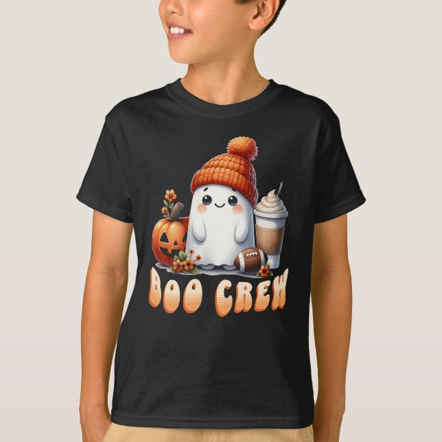 T-shirt Drôle Football Halloween Boo Crew mignonne Ghost (Devant)