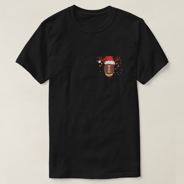 T-shirt Drôle Football Reindeer Santa Hat Noël (Design devant)