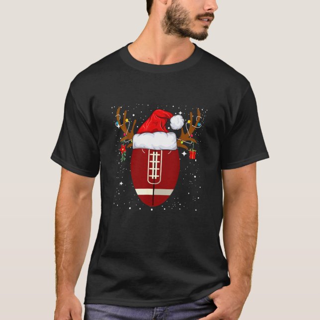 T-shirt Drôle Football Reindeer vacances Père Noël Noël H (Devant)