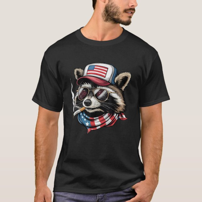 T-shirt Drôle Fumer Raccoon Gen Z meme (Devant)