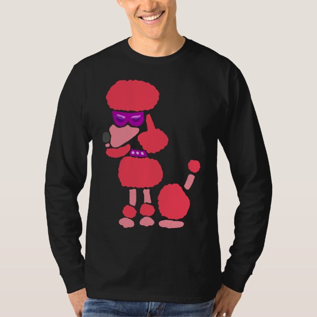 T-shirt Drôle Funky Cool rose Poodle Art Chien (Devant)