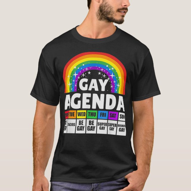 T-shirt Drôle Gay Agenda Rainbow LGBTQ Lesbian Gay pride A (Devant)