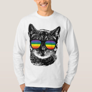 T-shirt Drôle Gay pride de chat LGBT Lunettes de soleil ar