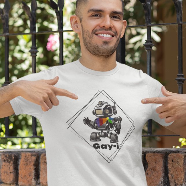 T-shirt Drôle Gay pride Rainbow AI Robot (Créateur téléchargé)