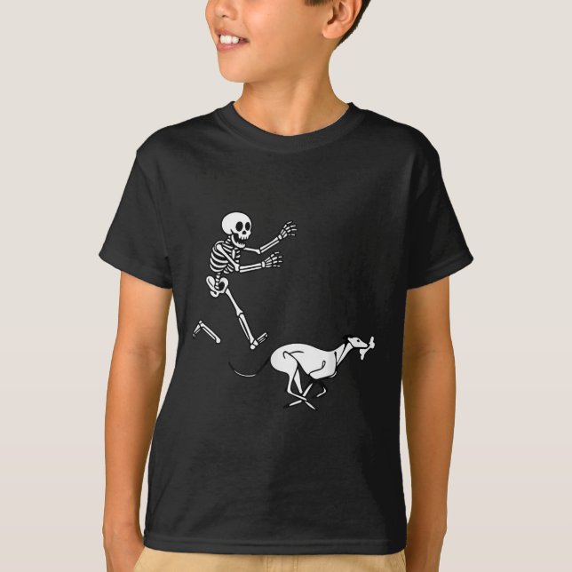 T-shirt Drôle Ghound Running Skeleton Halloween (Devant)