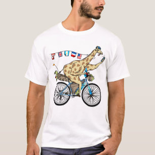 T-shirt Drôle girafe vélo