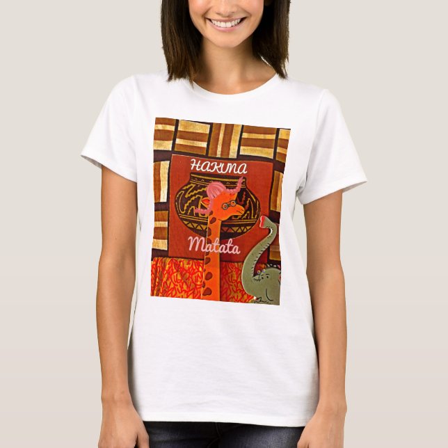 T-shirt Drôle Giraffe avec texte cool Hakuna Matata (Devant)