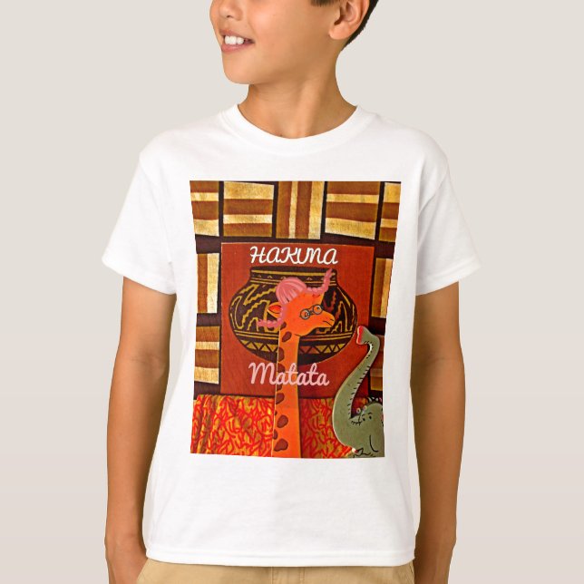 T-shirt Drôle Giraffe avec texte cool Hakuna Matata (Devant)