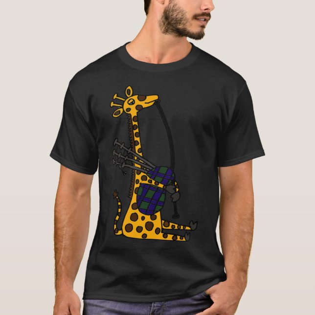 T-shirt Drôle Giraffe Cool Jouer des Bagpipes Classique T- (Devant)
