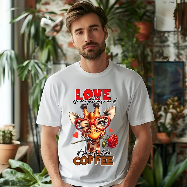 T-shirt drôle Giraffe Love & Café (Créateur téléchargé)