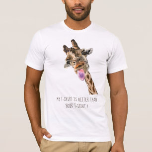 T-shirt Drôle Giraffe Tongue Out Jouer Wink - Ajouter un t