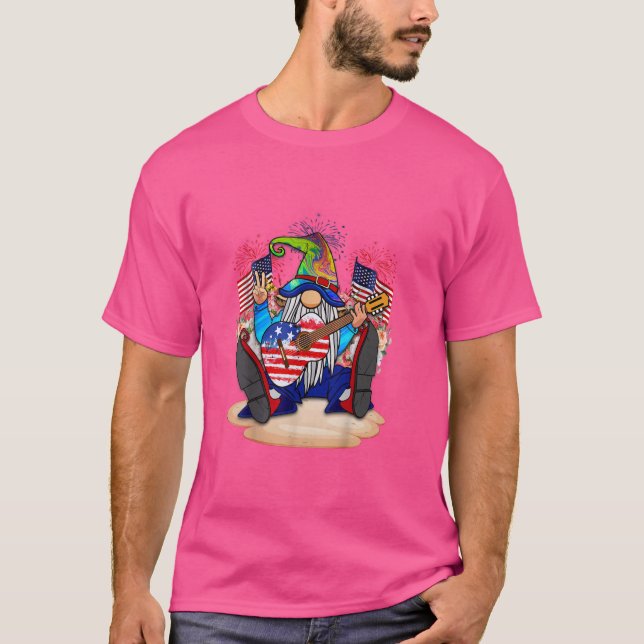 T-shirt Drôle Gnome avec des chansons de guitare et fête l (Devant)