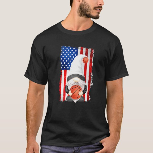 T-shirt Drôle Gnome Patriotique Américain Drapeau Pour Fie (Devant)