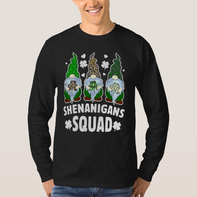 T-shirt Drôle Gnome Shenanigans Squad St patrick Shamrock (Devant)