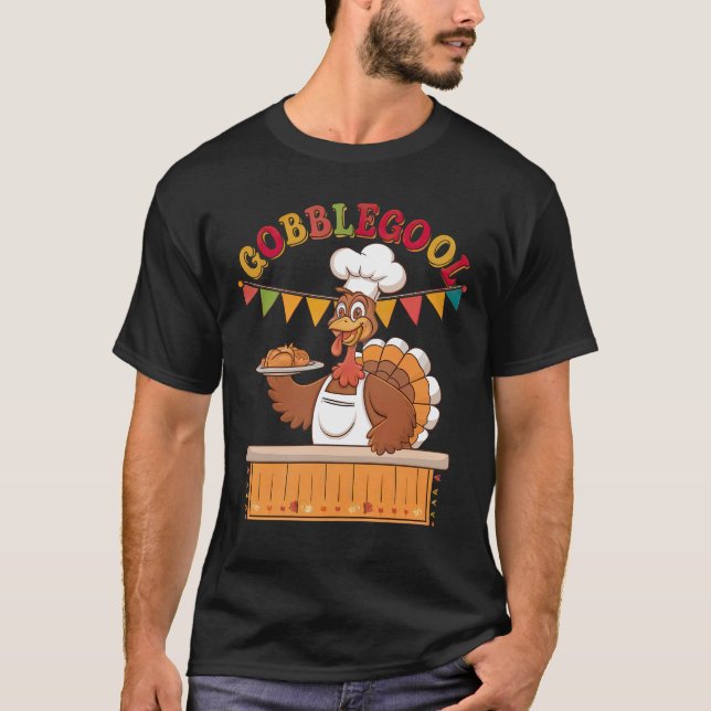 T-shirt Drôle Gobblegool Turquie Chef Thanksgiving Festive (Devant)