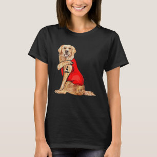 T-shirt Drôle Golden Retriever Chien J'aime Maman Tattoo