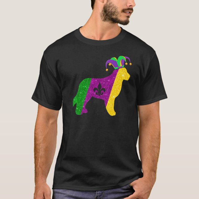 T-shirt Drôle Golden Retriever Chien Mardi Gras Party Masq (Devant)