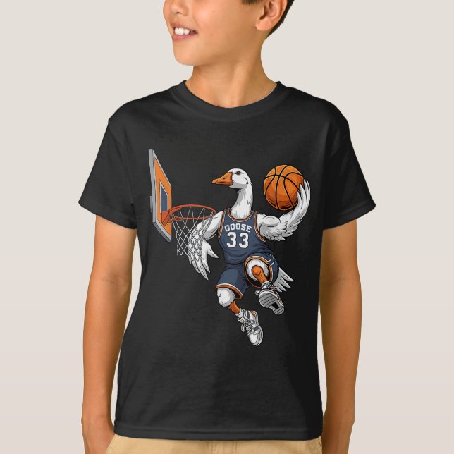T-shirt Drôle Goose Basketball Joueur Slam Dunk Amateurs S (Devant)