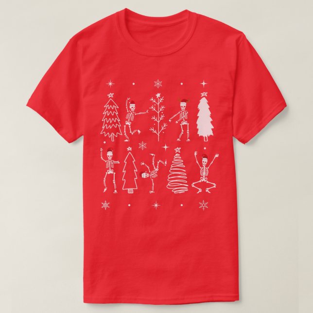 T-shirt Drôle Goth Noël, squelette dansant Noël  (Design devant)