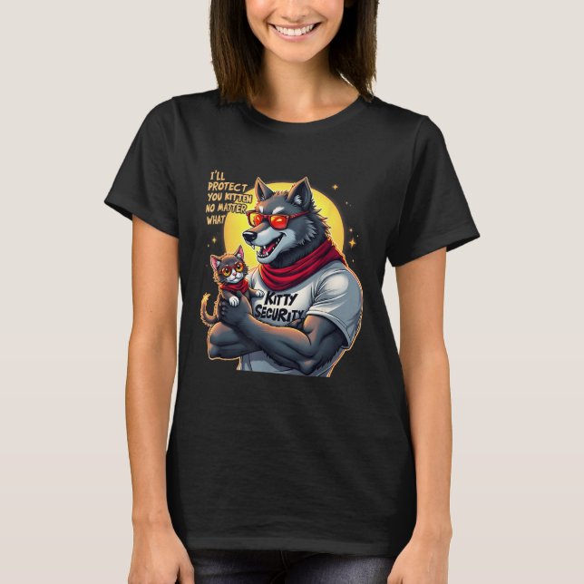 T-shirt Drôle Graphic Tee Ill Vous Protéger Kitten Alpha W (Devant)
