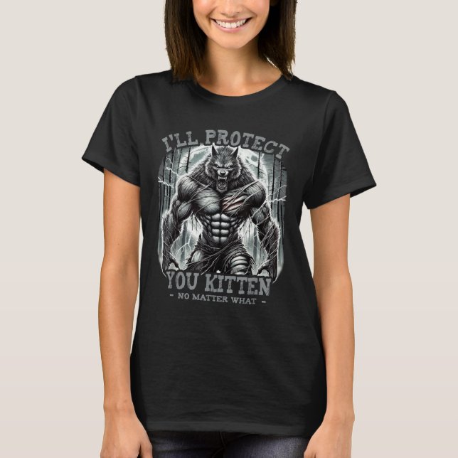 T-shirt Drôle Graphic Tee Ill Vous Protéger Kitten Alpha W (Devant)