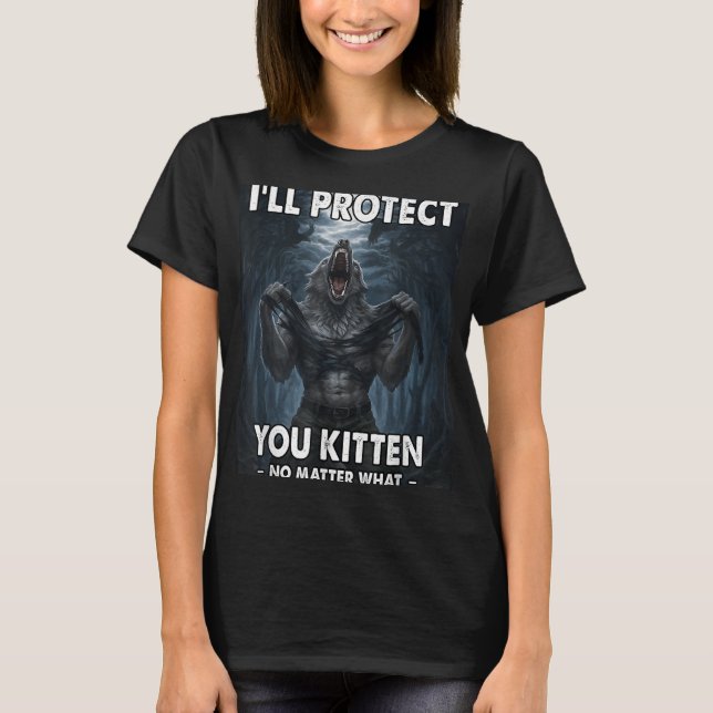 T-shirt Drôle Graphic Tee Ill Vous Protéger Kitten Alpha W (Devant)